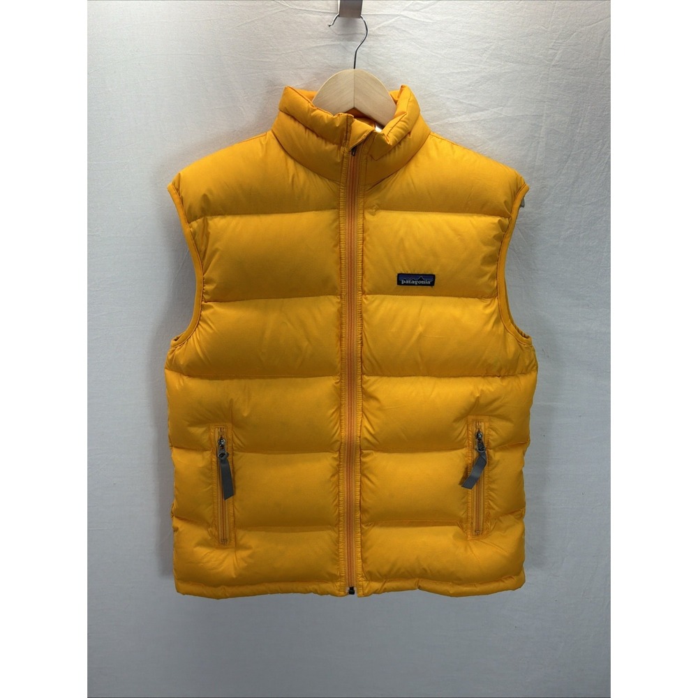 Patagonia Kids' bright yellow Puffer Vest XL 14 Boy/ Girl goose down worn once